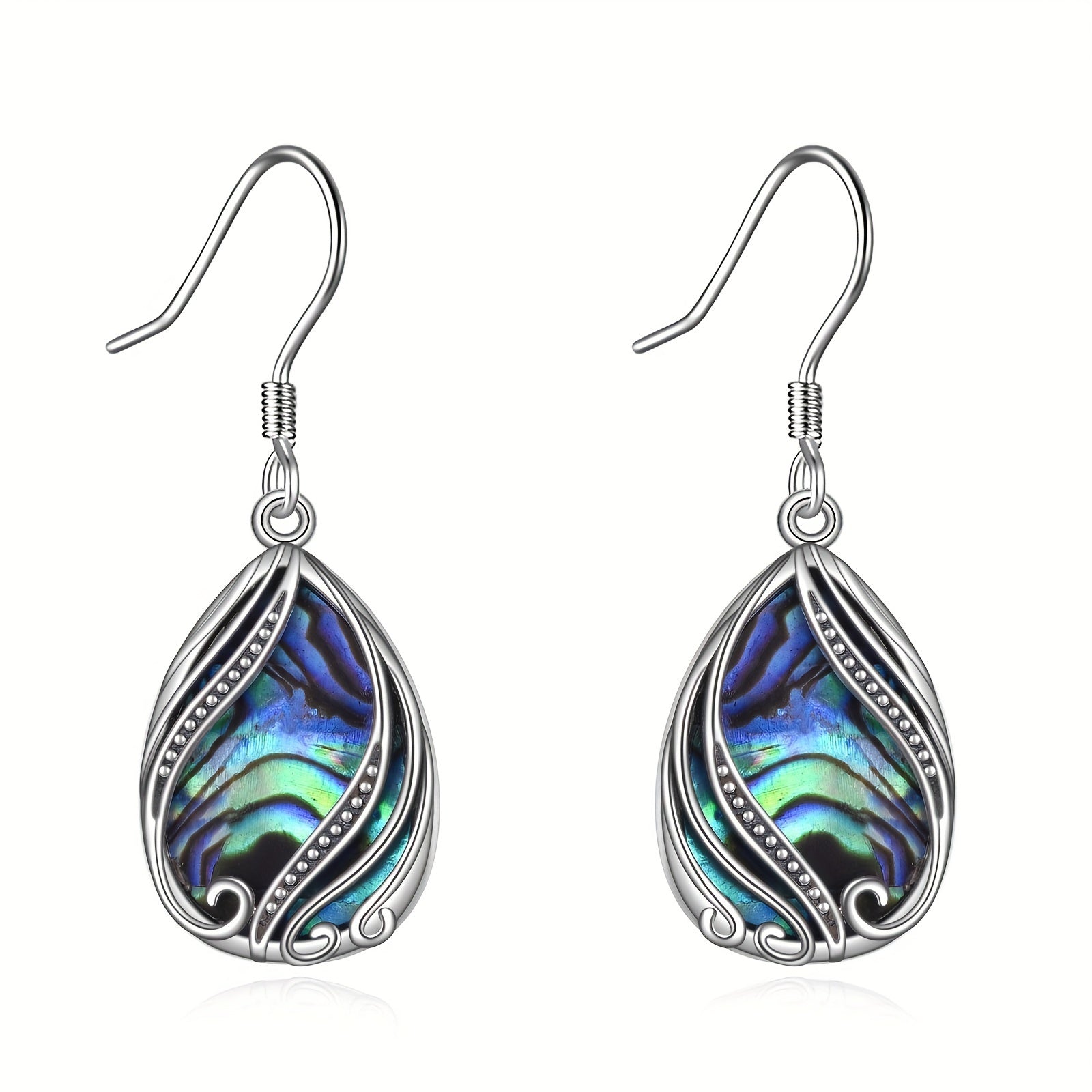 Abalone Earrings for Women 925 Sterling Silver Dangle Drop Abalone Earrings Filigree Bohemian Earrings Jewelry Gift