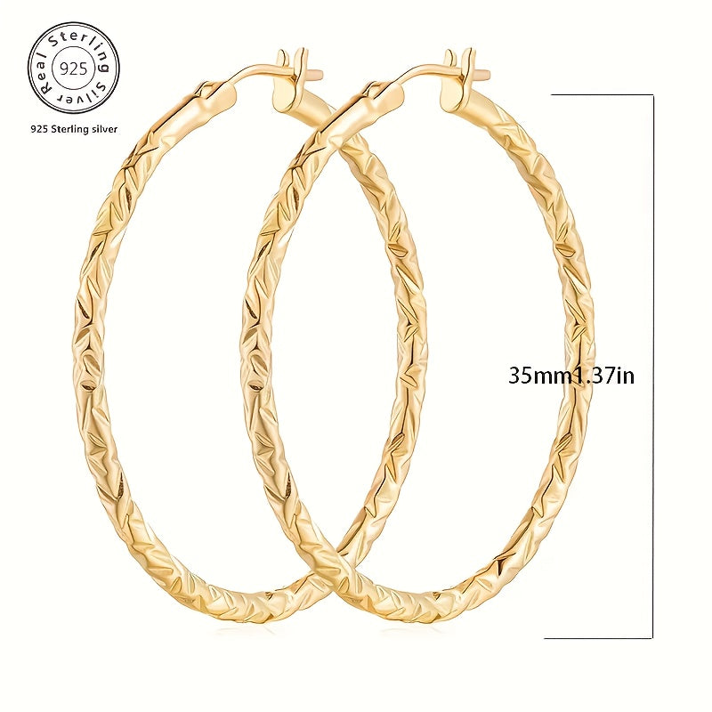 925 Silver 3.5mm/1.4in Wheat Golden Earrings, Stylish, Elegant, With Temperament, Is The Perfect Birthday Gift For Your Girlfriend, Is The Perfect Christmas Gift, With A Beautiful Gift Box