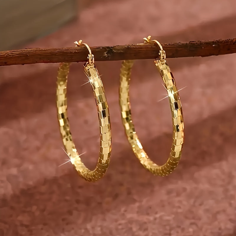 [Sexy, Golden Earrings] Exquisite Golden-plated Copper Ring Women's Earrings | Fashionable, Sexy, Unique Relief Ring Earrings, Creative Party Earrings Gifts, Valentine's Day, Thanksgiving, Christmas Jewelry Gifts