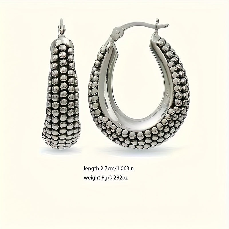 A Pair Of Bali Style Hoop Earrings Fashion Simple 925 Silver Festival Hoop Earrings, Fashionable Women'S Earrings, Women'S Gifts, Girlfriend Mother'S Day Birthday Gifts, For Classmates And Friends, Daily Party Gifts, Free Exquisite Gift Box