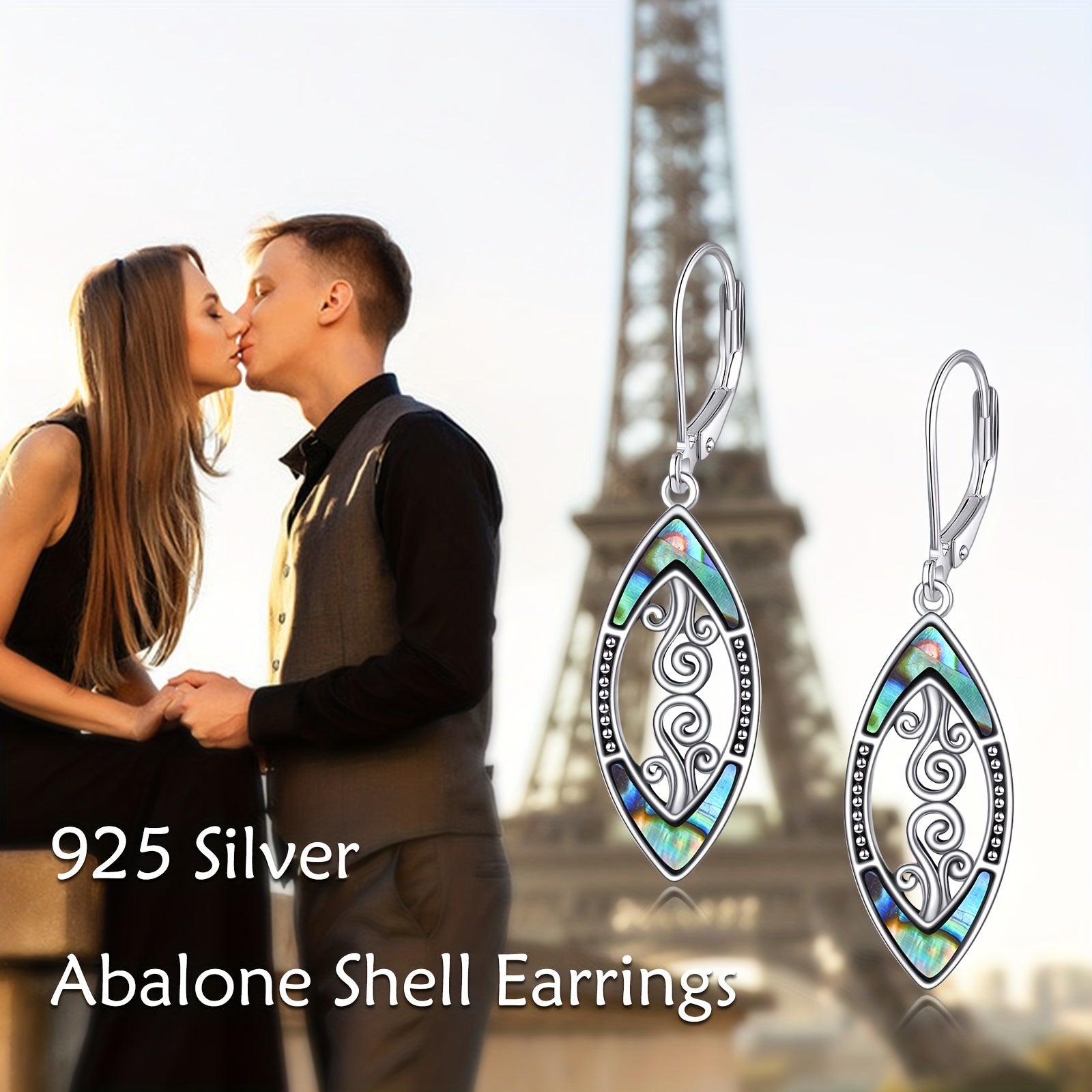 925 Sterling Silver Abalone Shell Dangle Drop Earrings For Women Filigree Bohemian Earrings Jewelry Gift