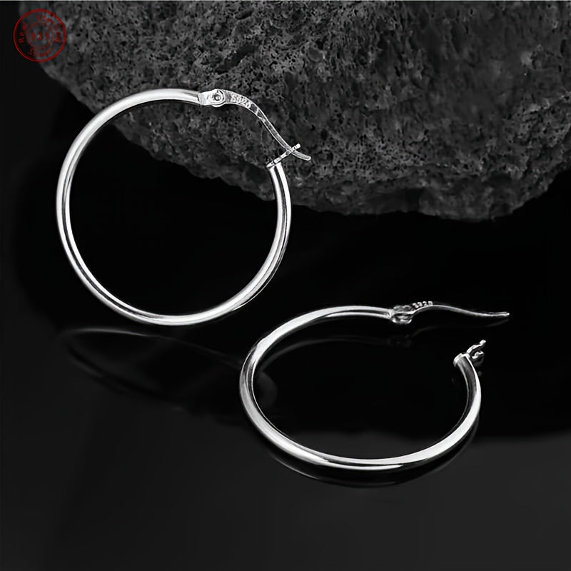 Elegant & Sexy 925 Sterling Silver Hoop Earrings, Vegan, Lightweight, 0.08inch Width, with December Birthstone, for Women and Men, Daily & Gift Occasion Jewelry, Valentine'S Day All-Season Gift in Beautiful Box