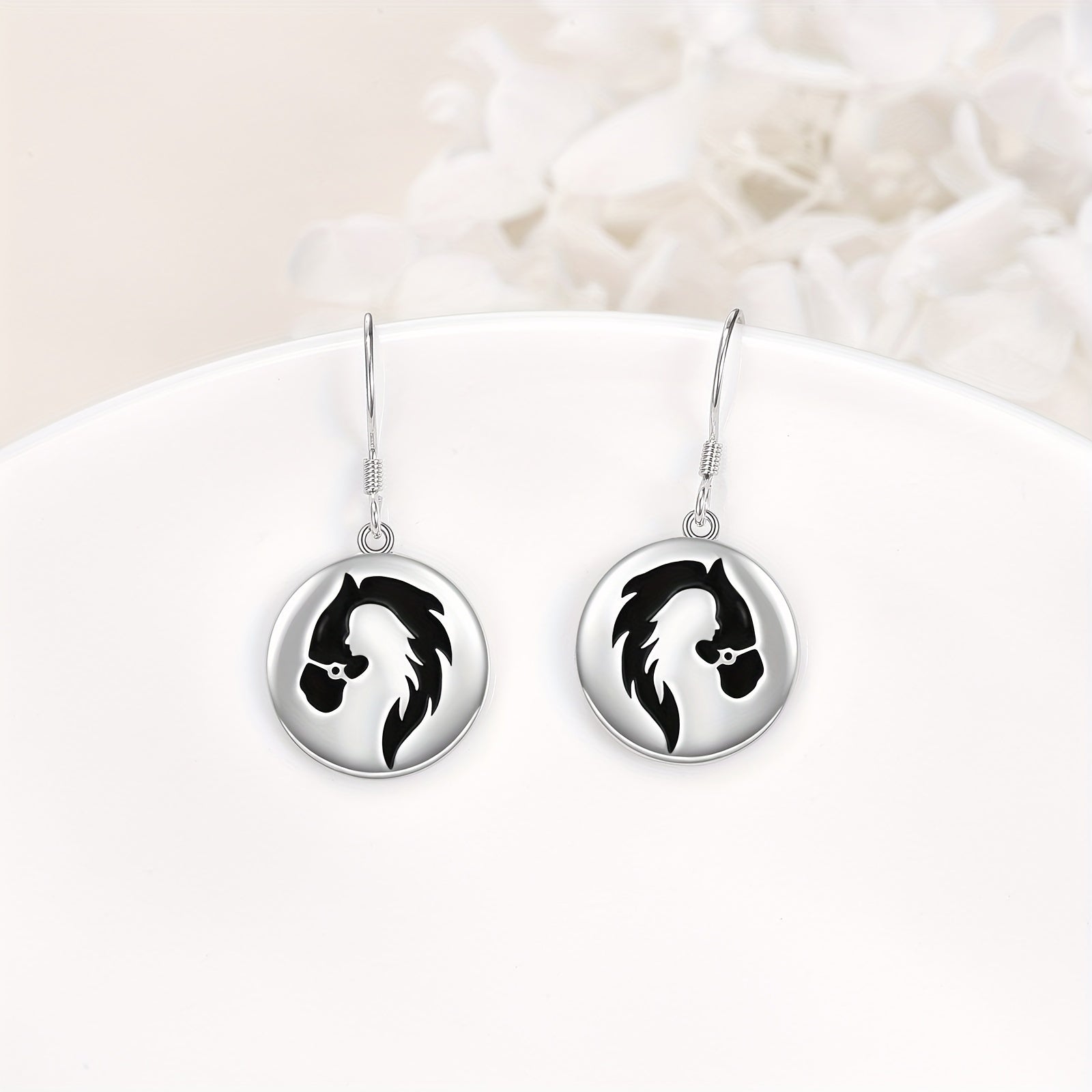 925 Sterling Silvery Horse Drop Earrings, Dangle Earrings Jewelry Gift for Women