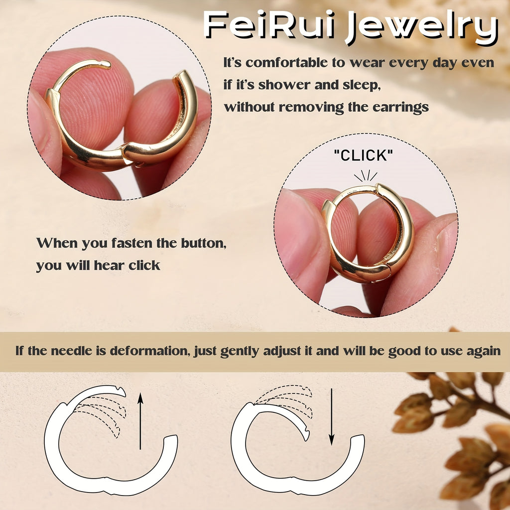 3 Pairs of Women'S Hoop Earrings, Fashionable and Small Lightweight Thick Hoop Earring Set, Exquisite, Non-fading, Waterproof, Earrings for Women, Stacked for Multiple Piercings
