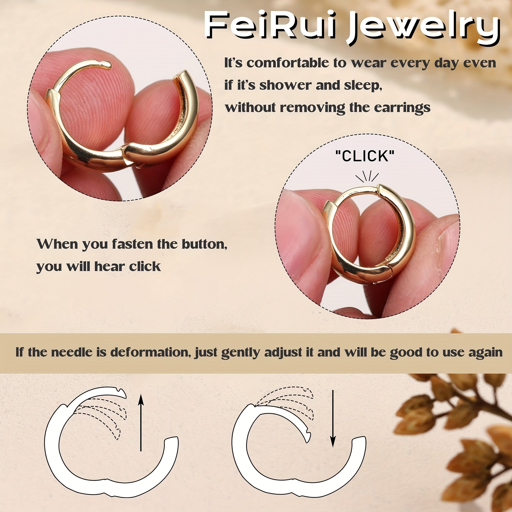 3 Pairs of Women'S Hoop Earrings, Fashionable and Small Lightweight Thick Hoop Earring Set, Exquisite, Non-fading, Waterproof, Earrings for Women, Stacked for Multiple Piercings