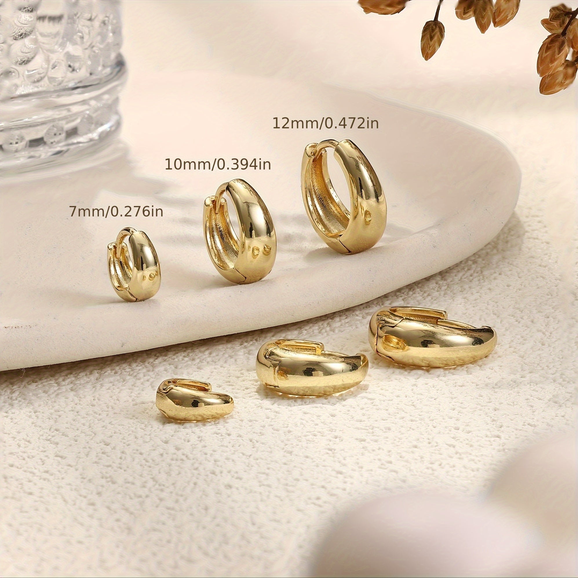 3 Pairs of Women'S Hoop Earrings, Fashionable and Small Lightweight Thick Hoop Earring Set, Exquisite, Non-fading, Waterproof, Earrings for Women, Stacked for Multiple Piercings
