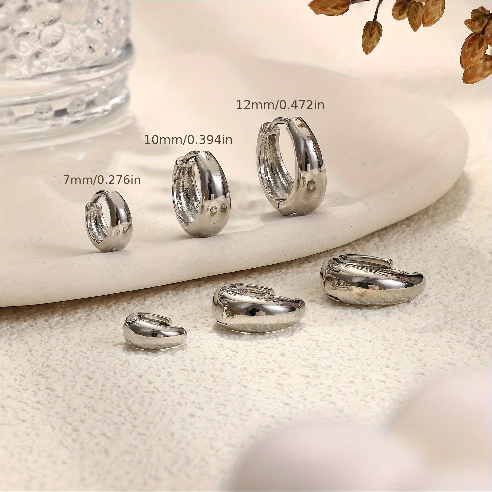 3 Pairs of Women'S Hoop Earrings, Fashionable and Small Lightweight Thick Hoop Earring Set, Exquisite, Non-fading, Waterproof, Earrings for Women, Stacked for Multiple Piercings