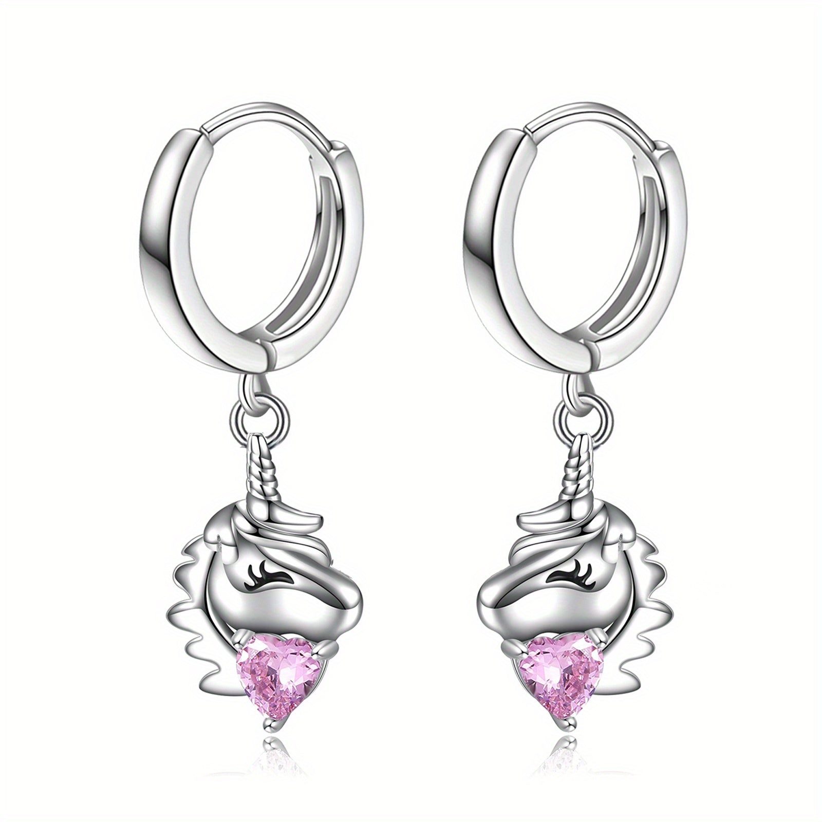 925 Sterling Silvery Unicorns Drop Earrings Unicorn Earrings Women's Cute Animal Jewelry