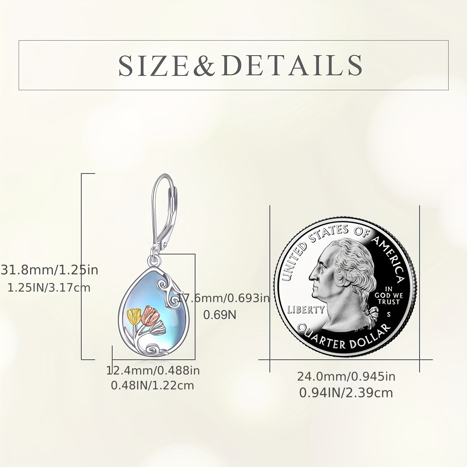 Tulip Leverback Earrings For Women Sterling Silver Moonstone Purple Tulip Flower Dangle Earring