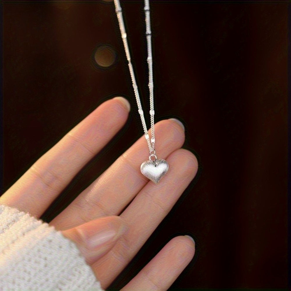 EJG S925 Sterling Silver Heart Necklace for Women - Delicate Choker Pendant Luxurious Hypoallergenic Adjustable Chain - Anniversary Birthday Valentine Gift for Wife Girlfriend Her - Casual Attire Party Wedding Beach Vacation Christmas Gift
