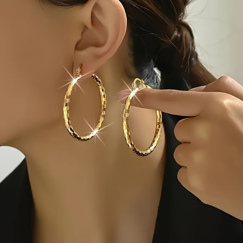 [Sexy, Golden Earrings] Exquisite Golden-plated Copper Ring Women's Earrings | Fashionable, Sexy, Unique Relief Ring Earrings, Creative Party Earrings Gifts, Valentine's Day, Thanksgiving, Christmas Jewelry Gifts