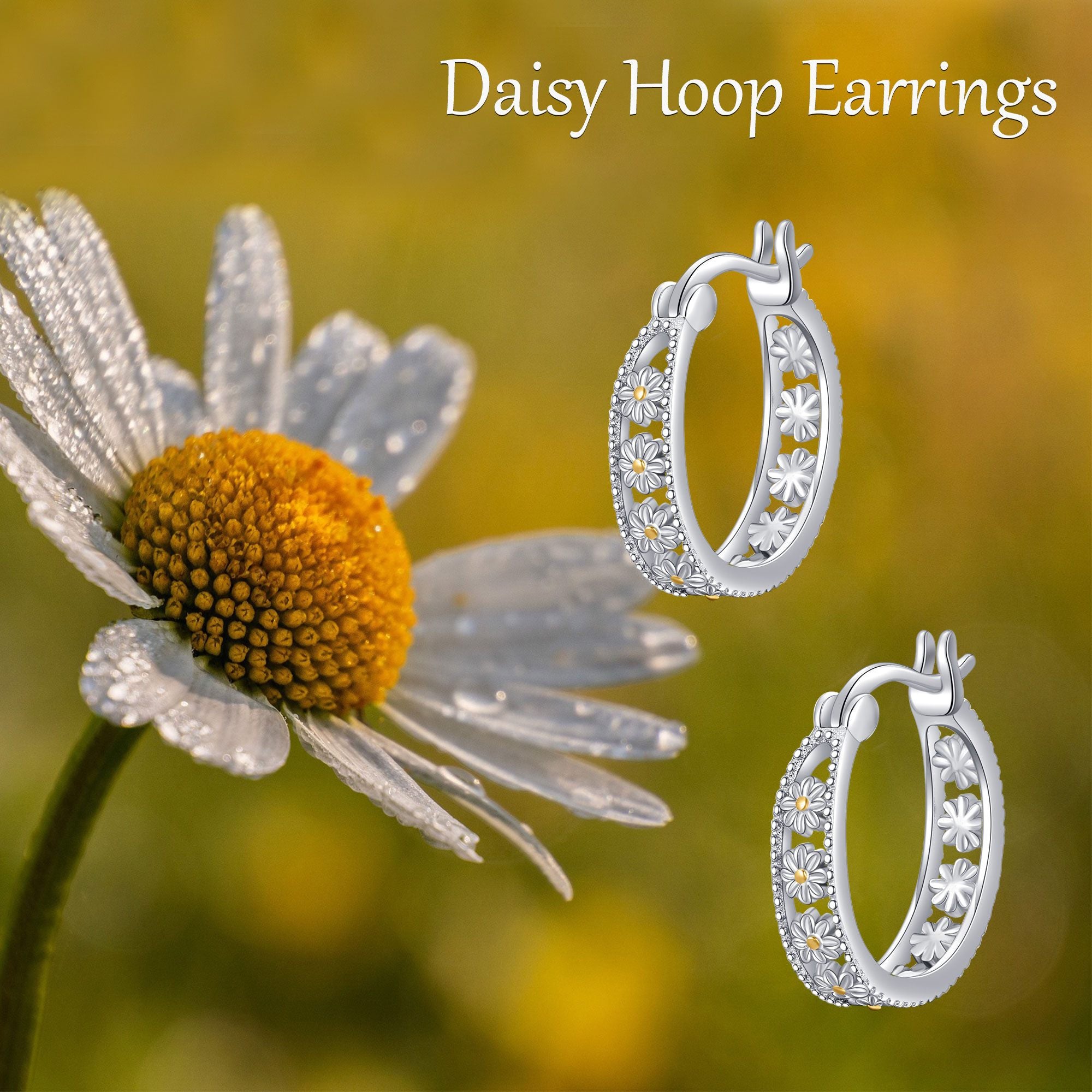 Pair of Elegant Daisy Earrings in 925 Sterling Silvery - Classic Floral Design with Sparkling Accents, Perfect for Daily Wear or Gifting, Gift Jewelry|Classic Elegant Style|Detailed Craftsmanship