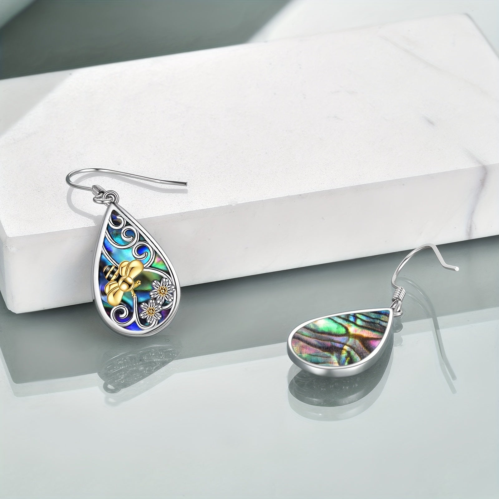 Amber Earrings for Women Sterling Silver Teardrop Amber Earrings Dangle Drop Earrings Amber Jewelry for Women