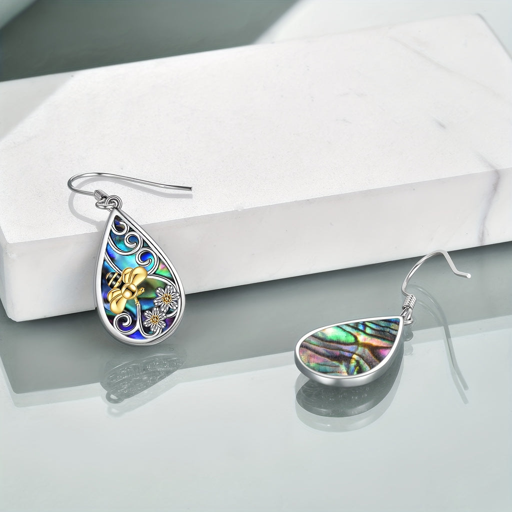 Amber Earrings for Women Sterling Silver Teardrop Amber Earrings Dangle Drop Earrings Amber Jewelry for Women
