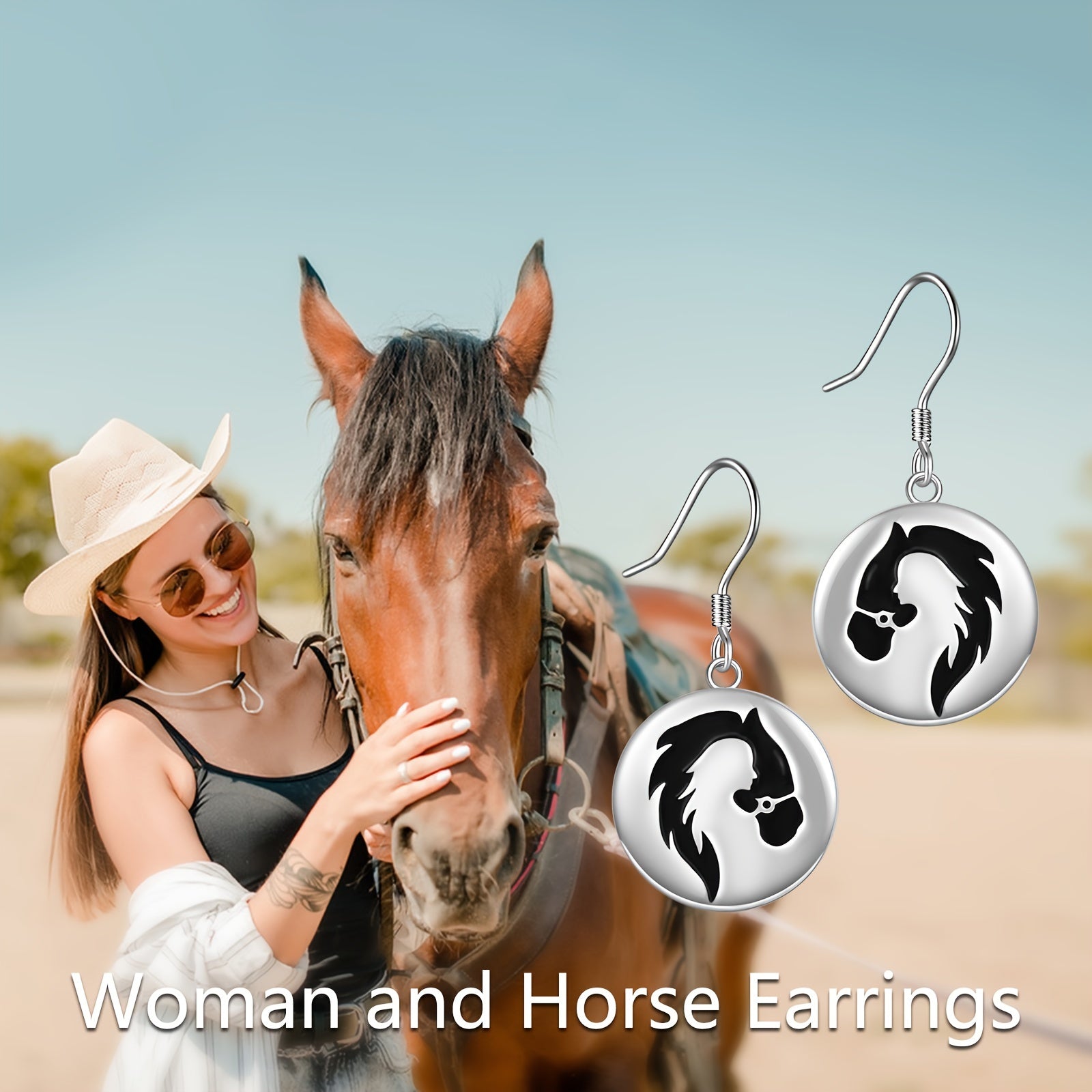 925 Sterling Silvery Horse Drop Earrings, Dangle Earrings Jewelry Gift for Women