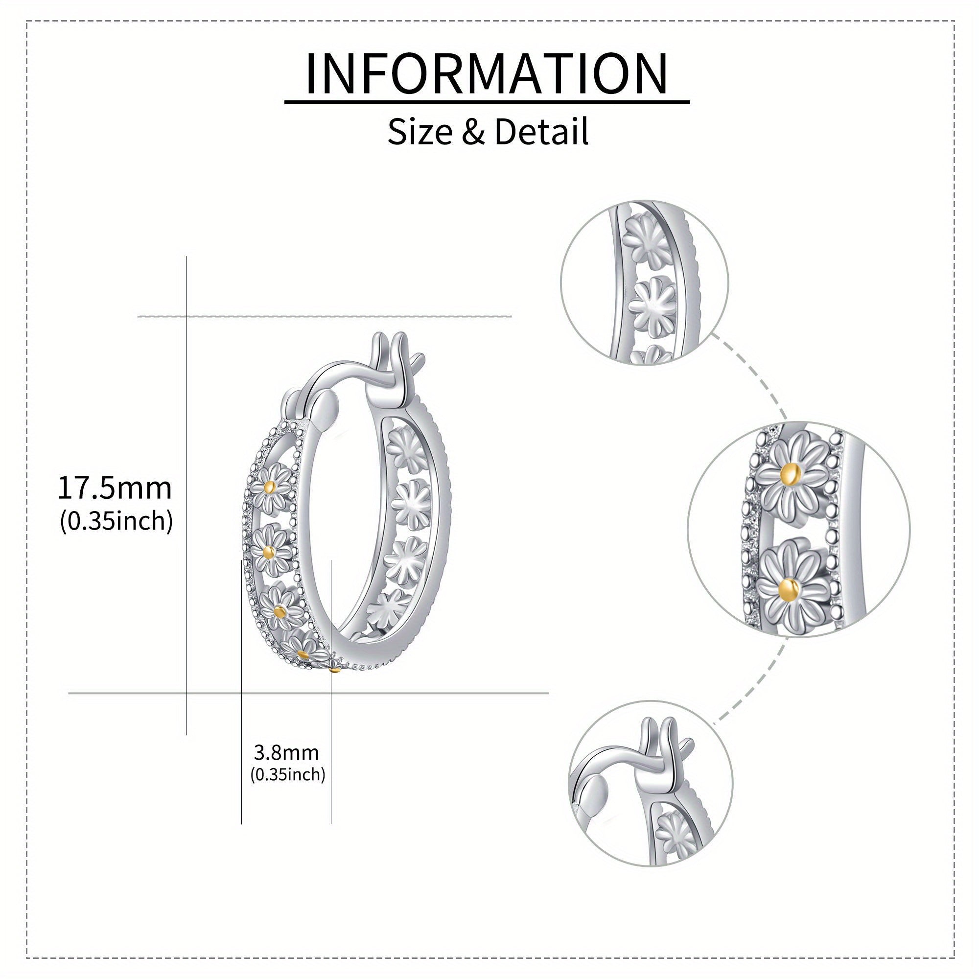 Pair of Elegant Daisy Earrings in 925 Sterling Silvery - Classic Floral Design with Sparkling Accents, Perfect for Daily Wear or Gifting, Gift Jewelry|Classic Elegant Style|Detailed Craftsmanship