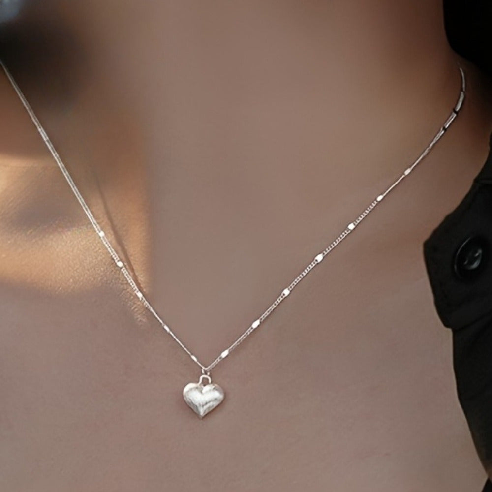 EJG S925 Sterling Silver Heart Necklace for Women - Delicate Choker Pendant Luxurious Hypoallergenic Adjustable Chain - Anniversary Birthday Valentine Gift for Wife Girlfriend Her - Casual Attire Party Wedding Beach Vacation Christmas Gift