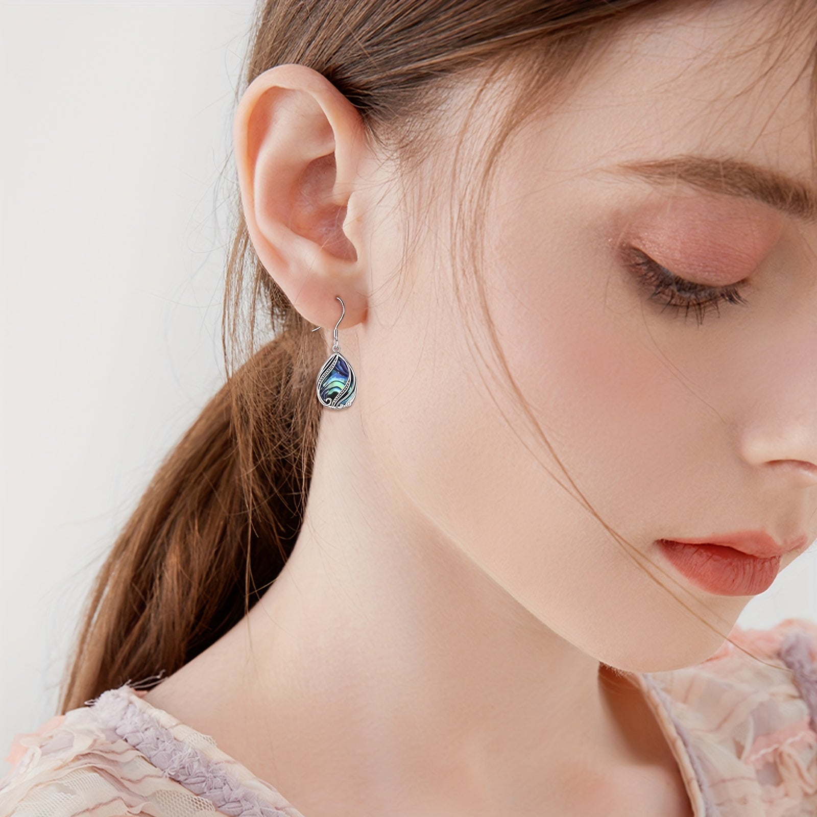 Abalone Earrings for Women 925 Sterling Silver Dangle Drop Abalone Earrings Filigree Bohemian Earrings Jewelry Gift