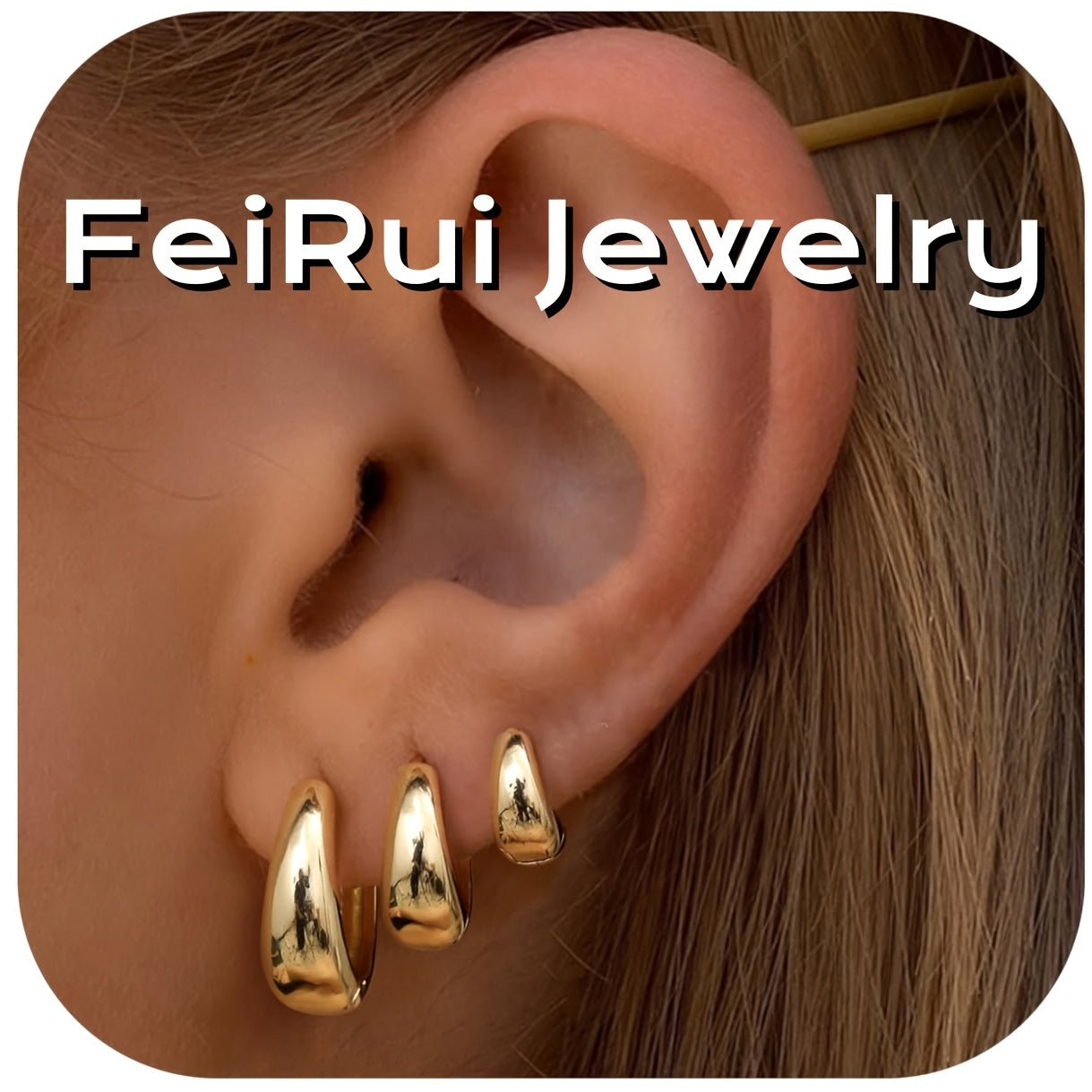 3 Pairs of Women'S Hoop Earrings, Fashionable and Small Lightweight Thick Hoop Earring Set, Exquisite, Non-fading, Waterproof, Earrings for Women, Stacked for Multiple Piercings