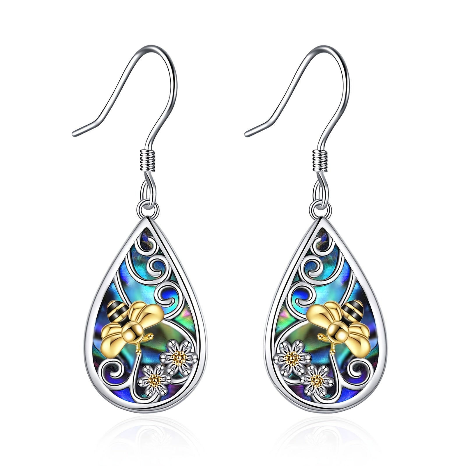 Amber Earrings for Women Sterling Silver Teardrop Amber Earrings Dangle Drop Earrings Amber Jewelry for Women