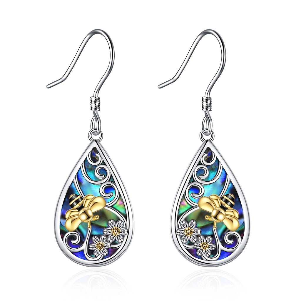 Amber Earrings for Women Sterling Silver Teardrop Amber Earrings Dangle Drop Earrings Amber Jewelry for Women