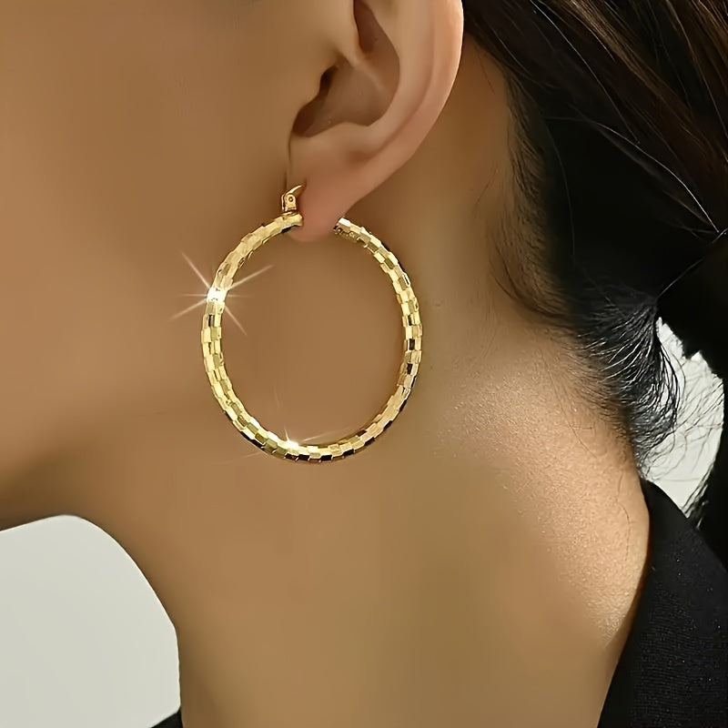 [Sexy, Golden Earrings] Exquisite Golden-plated Copper Ring Women's Earrings | Fashionable, Sexy, Unique Relief Ring Earrings, Creative Party Earrings Gifts, Valentine's Day, Thanksgiving, Christmas Jewelry Gifts
