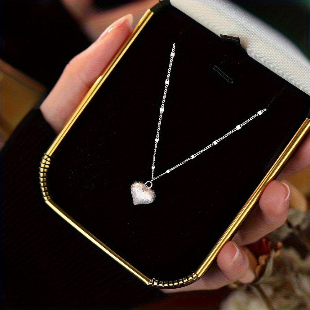 EJG S925 Sterling Silver Heart Necklace for Women - Delicate Choker Pendant Luxurious Hypoallergenic Adjustable Chain - Anniversary Birthday Valentine Gift for Wife Girlfriend Her - Casual Attire Party Wedding Beach Vacation Christmas Gift
