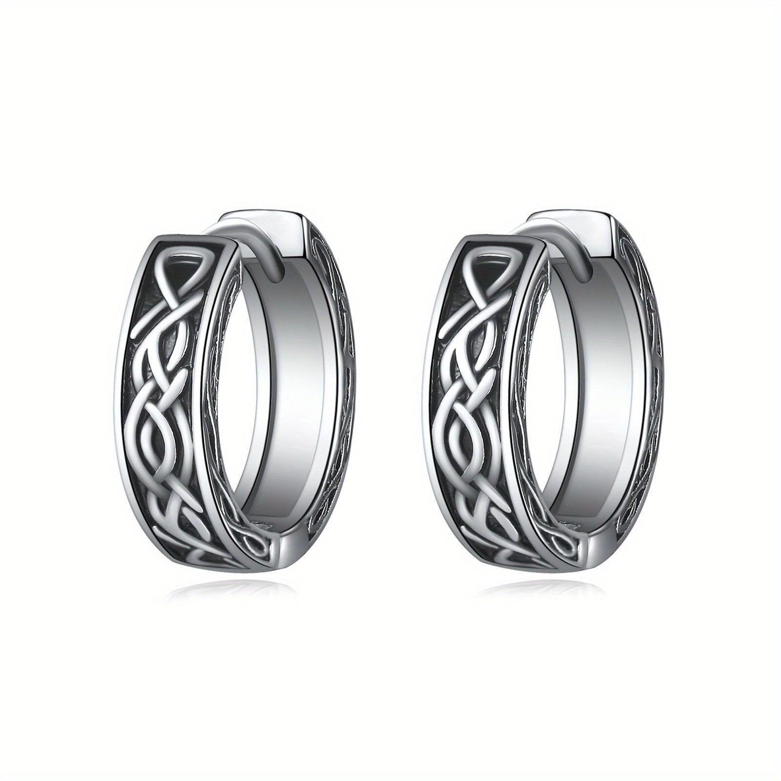 Men'S Earrings 925 Sterling Silvery Celtic Black Earrings Viking Earrings Celtic Knot Jewelry