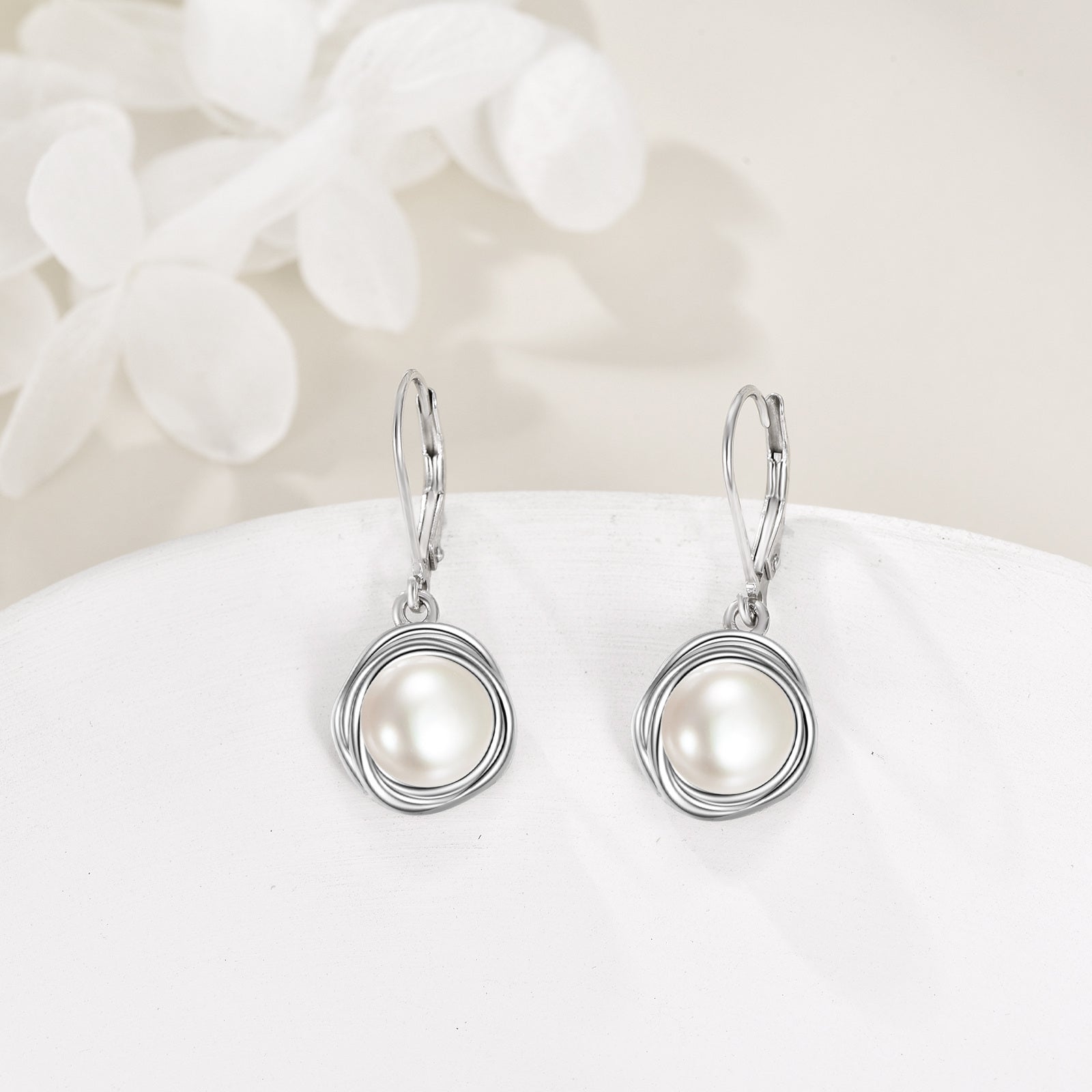 925 Sterling Silvery Black Imitation Pearl Earrings French Buckle Imitation Pearl Spiral Dropped Earrings for Women's Imitation Pearl Jewelry