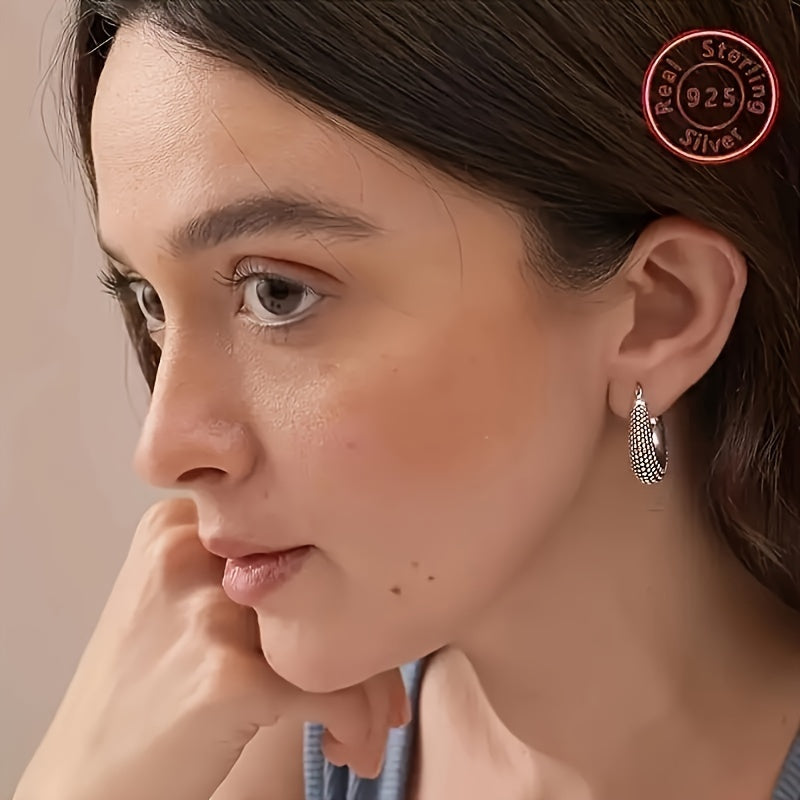 925 Sterling Silvery Balinese Style Earrings Lightweight Click Top Antique Two Tone Beaded Balinese Style Earrings Womens Earrings, Wife, Girlfriend, Her, Mom, Daughter Anniversary, Various Holidays, Special Occasions-Includes Gift Box, For Teenager
