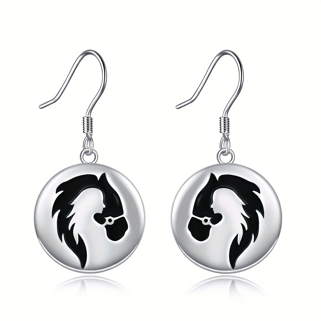 925 Sterling Silvery Horse Drop Earrings, Dangle Earrings Jewelry Gift for Women