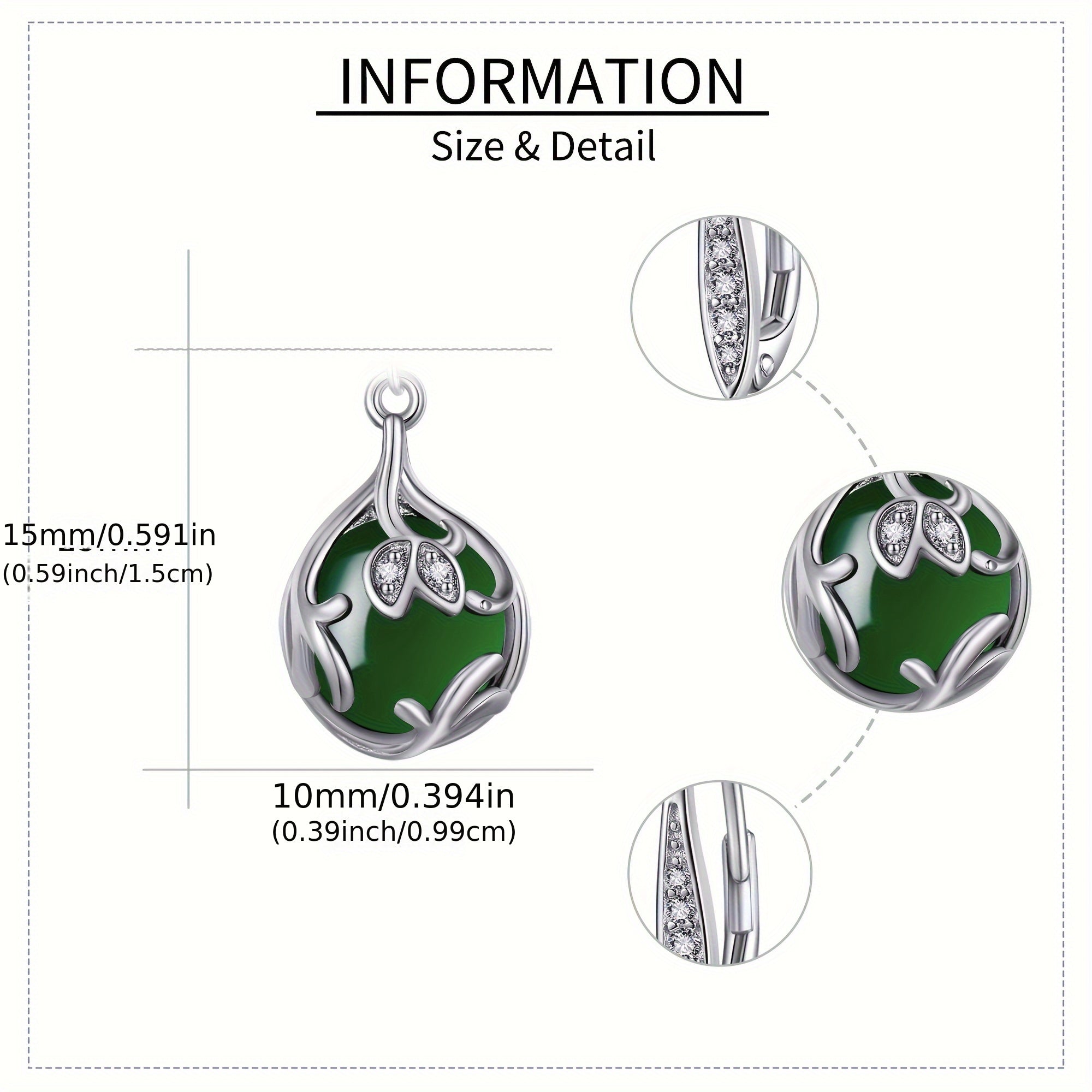 925 Pure Silvery Earrings Flower Drop Green Earrings Jewelry