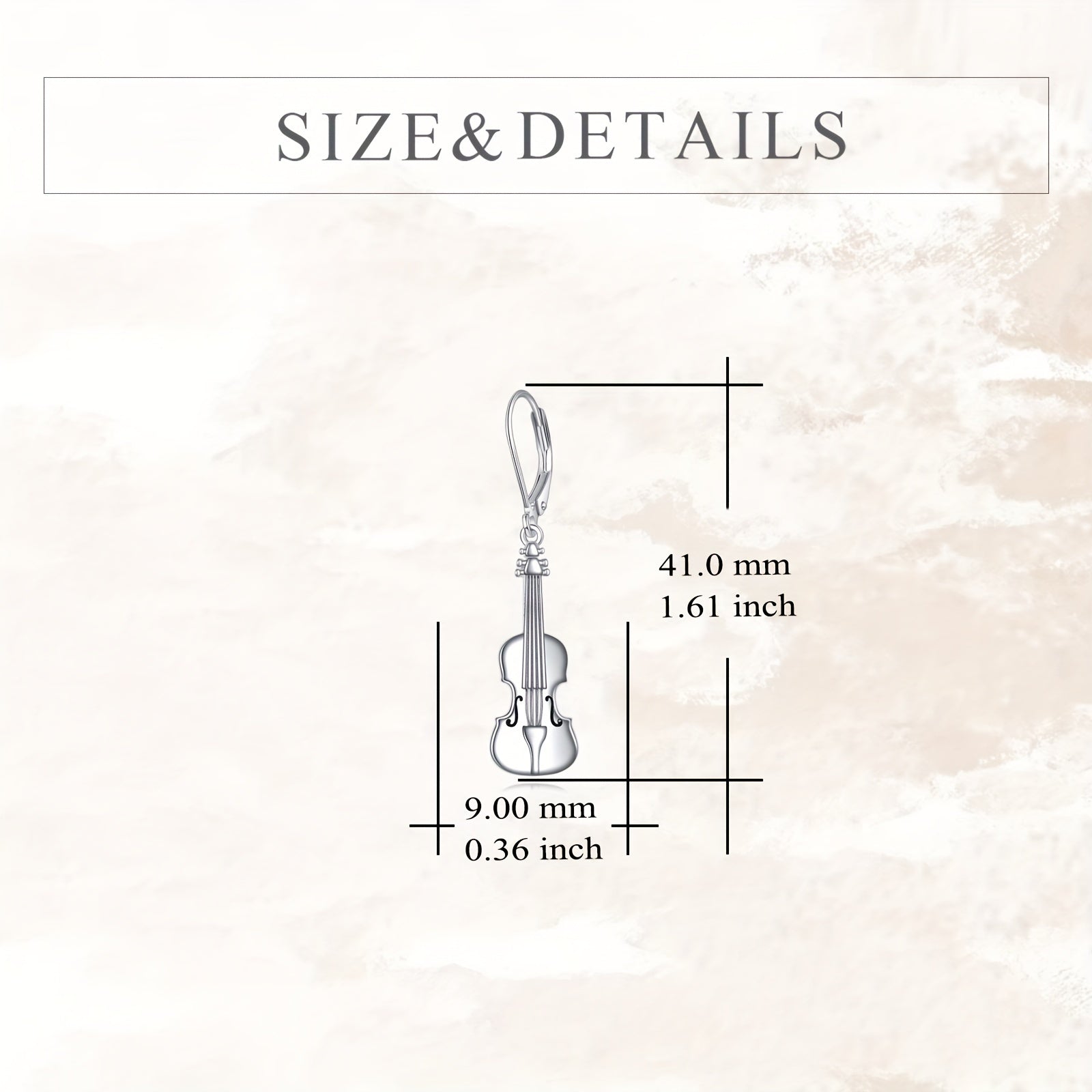 Earrings Made Of Sterling Silver In The Shape Of Violins, With A Dangling Design And Leverback Closure, Perfect For Music Enthusiasts Of Both Genders.