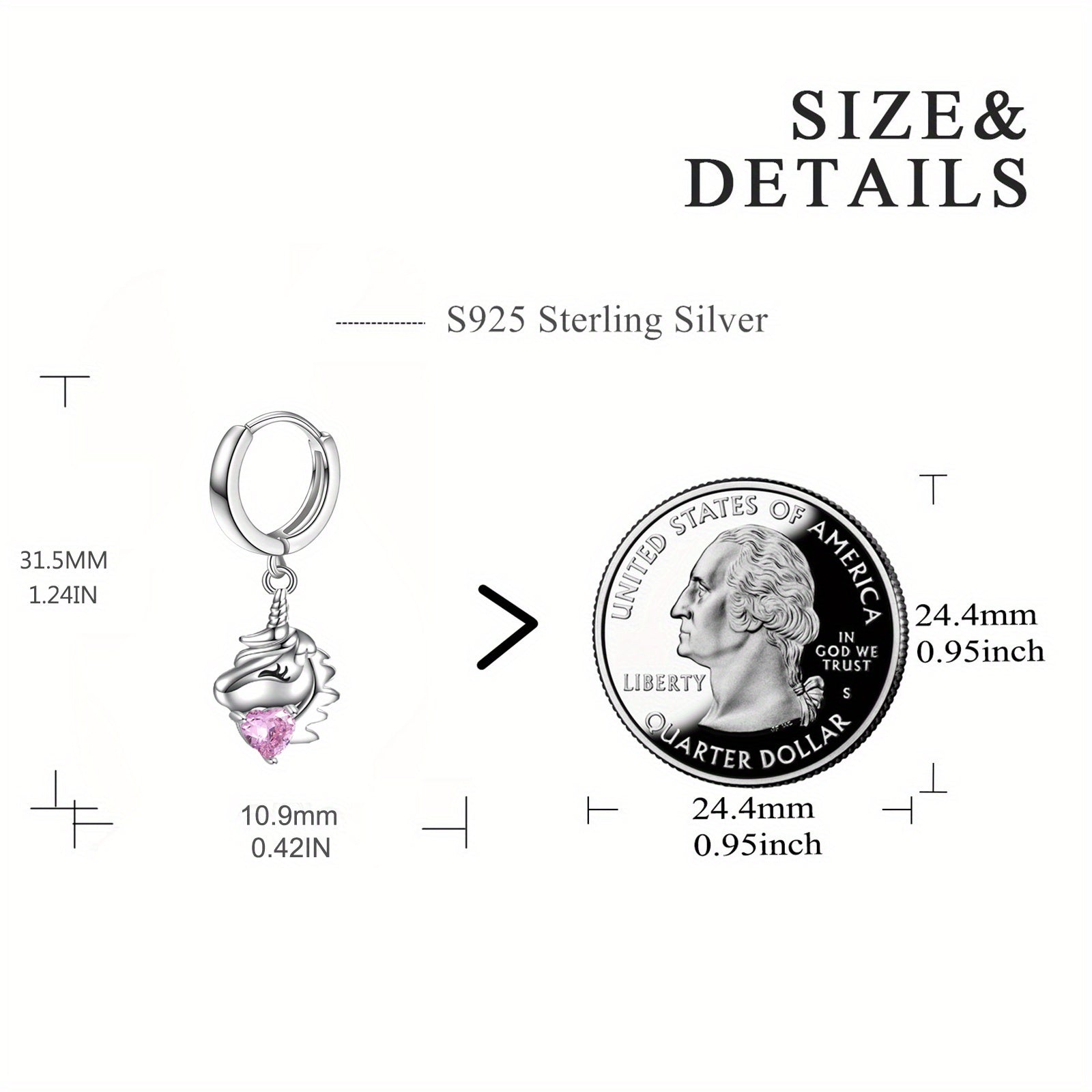 925 Sterling Silvery Unicorns Drop Earrings Unicorn Earrings Women's Cute Animal Jewelry