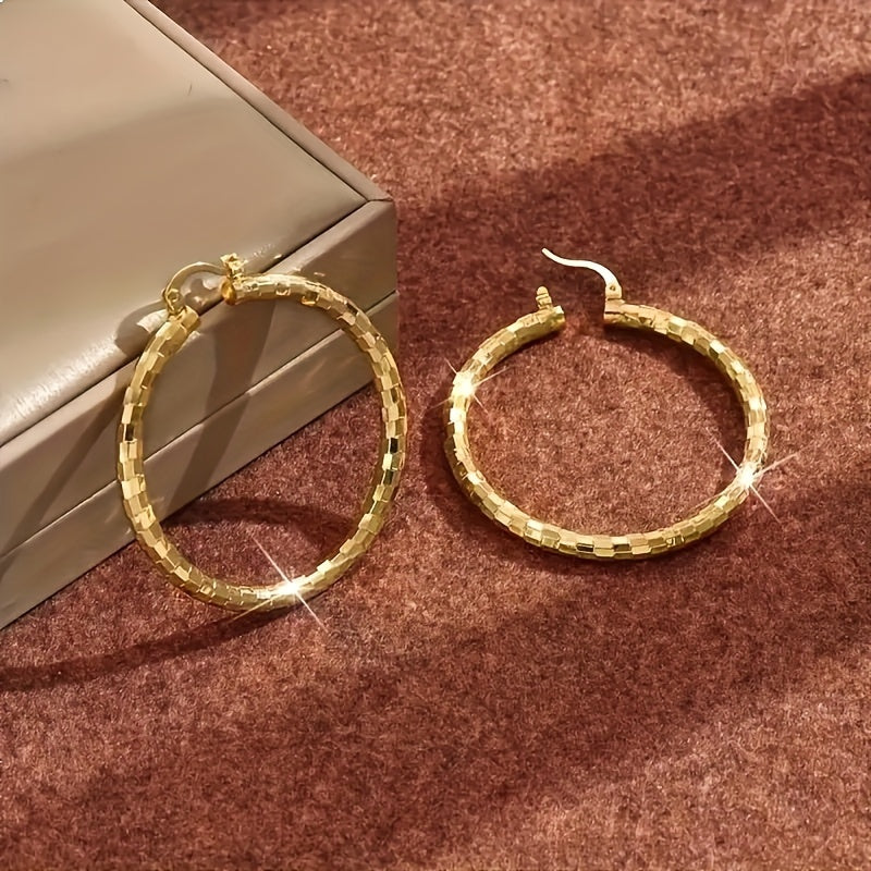 [Sexy, Golden Earrings] Exquisite Golden-plated Copper Ring Women's Earrings | Fashionable, Sexy, Unique Relief Ring Earrings, Creative Party Earrings Gifts, Valentine's Day, Thanksgiving, Christmas Jewelry Gifts