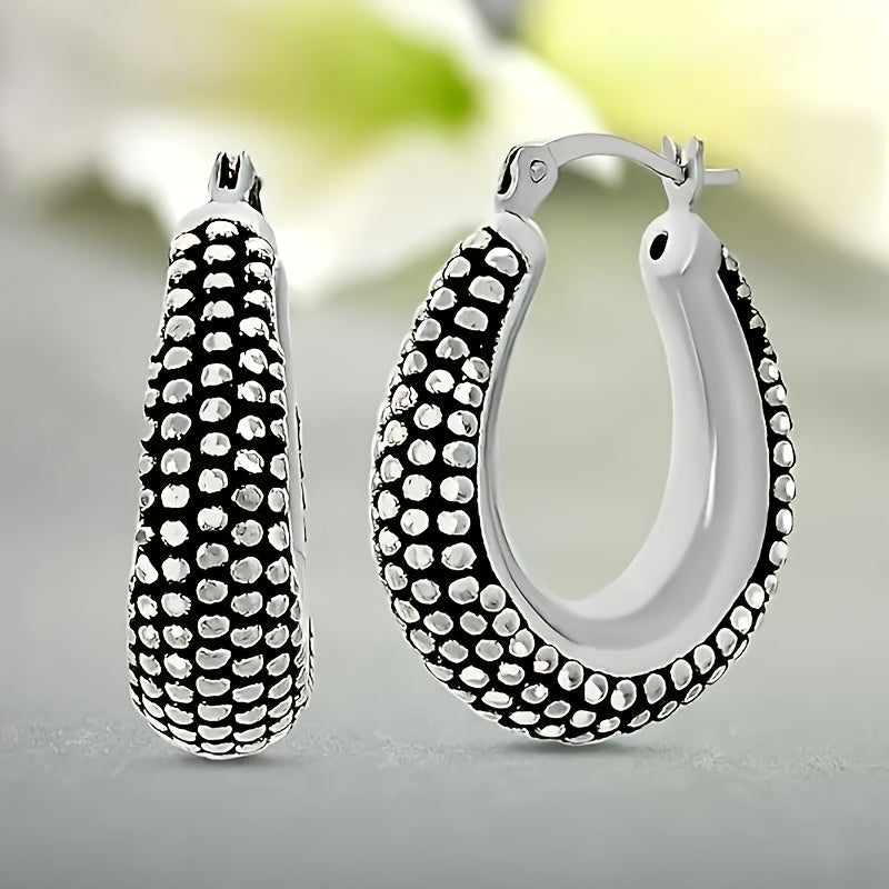 A Pair Of Bali Style Hoop Earrings Fashion Simple 925 Silver Festival Hoop Earrings, Fashionable Women'S Earrings, Women'S Gifts, Girlfriend Mother'S Day Birthday Gifts, For Classmates And Friends, Daily Party Gifts, Free Exquisite Gift Box