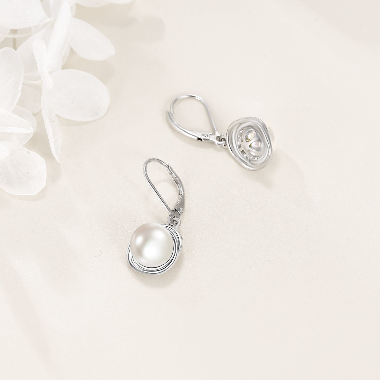925 Sterling Silvery Black Imitation Pearl Earrings French Buckle Imitation Pearl Spiral Dropped Earrings for Women's Imitation Pearl Jewelry