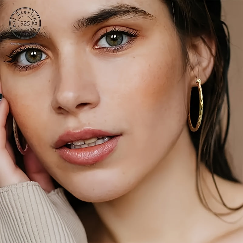 925 Silver 3.5mm/1.4in Wheat Golden Earrings, Stylish, Elegant, With Temperament, Is The Perfect Birthday Gift For Your Girlfriend, Is The Perfect Christmas Gift, With A Beautiful Gift Box