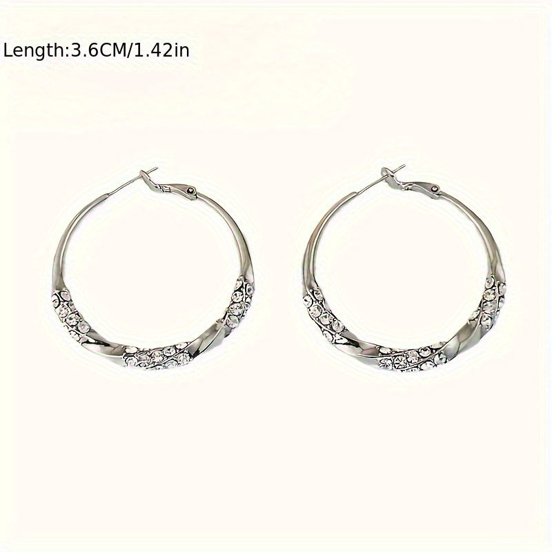 Pair of 925 Silver Simple Luxury Large Hoop Earrings, Niche Fashion Ear Cuffs Suitable for Daily and Party Wear